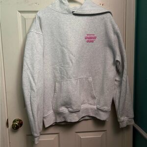 White Fox Boutique Gray Hoodie with Pink Logo